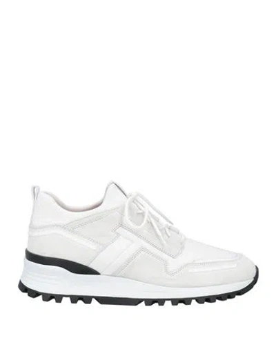 Tod's Man Sneakers White Size 9 Leather, Textile Fibers
