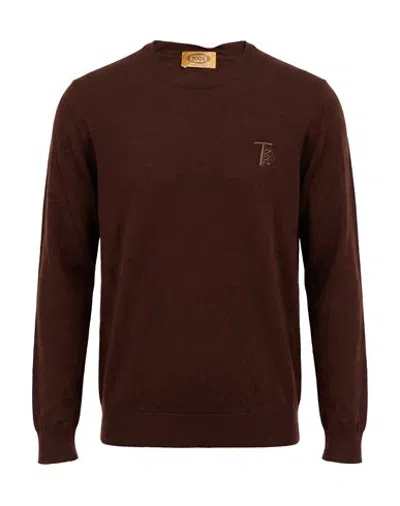 Tod's Man Sweater Dark Brown Size 34 Merino Wool, Silk, Cashmere