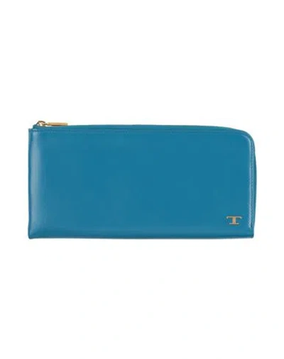 Tod's Man Wallet Light Blue Size - Leather