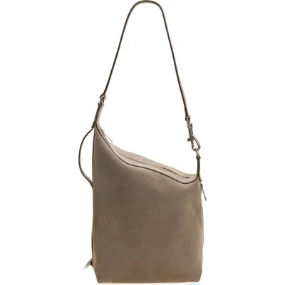 Tod's Meda Nubuck Leather Shoulder Bag In Gray