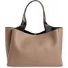 Tod's Medium Apa Leather Tote In Creta/nero