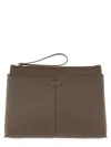 Tod's Textured Clutch Bag Wrist Strap In Brown