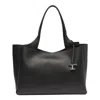 Tod's Medium Leather Shopping Bag In Black
