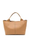 Tod's Beige Tote Bag With Two Top Handles And Logo Plaque On The Front In Leather Woman In Brown
