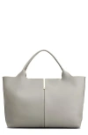 Tod's Medium Leather Shopping Bag In Gabbiano/palude