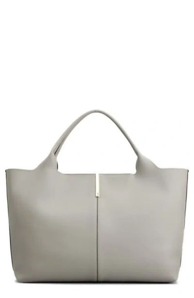 Tod's Medium Leather Shopping Bag In Gabbiano/palude