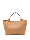Tod's Beige Tote Bag With Two Top Handles And Logo Plaque On The Front In Leather Woman In Sand