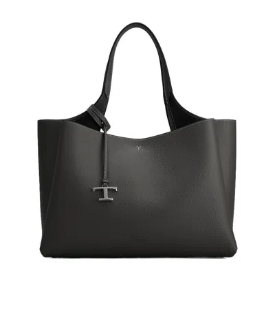 Tod's T-pendant Leather Tote Bag In Black