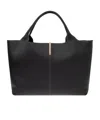Tod's Black Shopper With Two Top Handles And Metal Bar With Logo In Leather Woman In Black