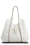 Tod's White Shopping Leather Tote Bag In Bianco Calce
