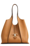 Tod's Timeless Shopping Bag In Leather Medium In Kenia Scuro