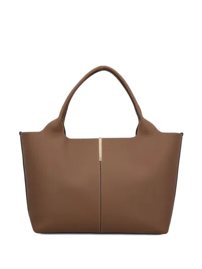 Tod's Medium-small Leather Shopping Bags In Brown