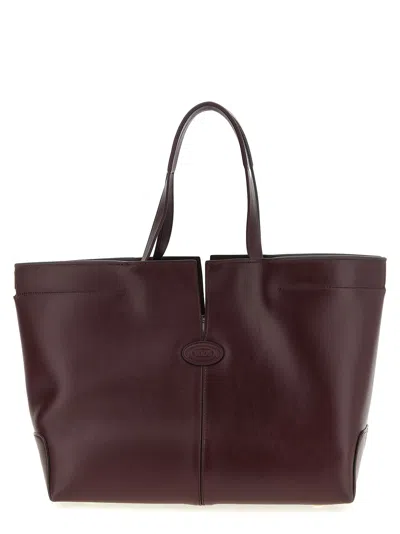 Tod's Medium Small ' Di Bag Folio' Shopping Bag In Burgundy