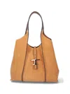 Tod's Medium Suede Tote Bag With Gold-tone Logo Buckle In Brown