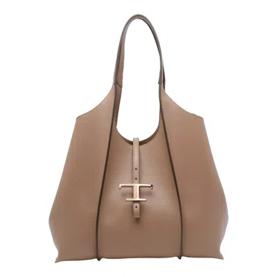 Tod's Medium T Timeless Shopping Bag In Brown