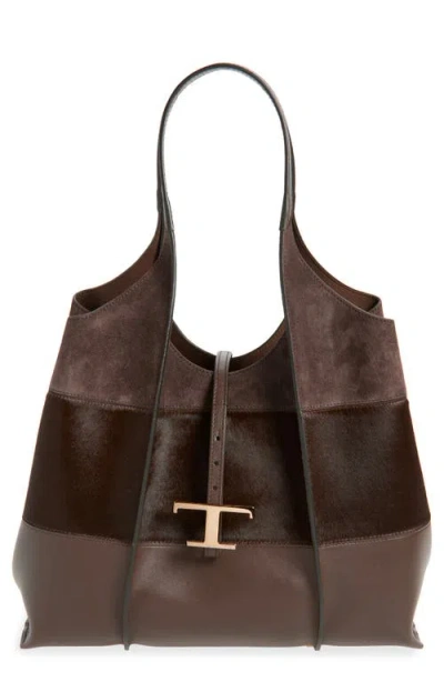 Tod's Medium Tsb Suede & Genuine Calf Hair Tote