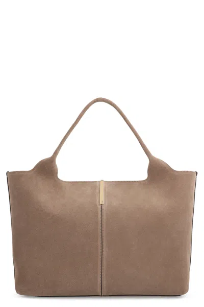 Tod's Tod`s  Medium-small Suede Shopping Handbag In Brown
