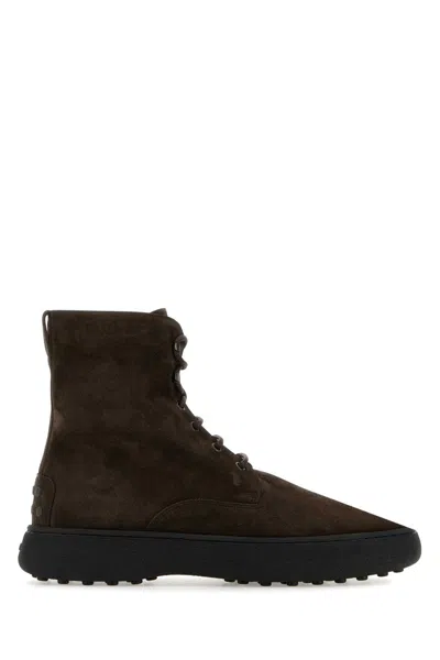Tod's Men Dark Brown Suede Ankle Boots