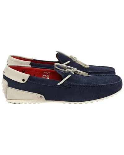Pre-owned Tod's Men's Leather For Ferrari Bow Loafer (authentic Pre-loved) In Blue