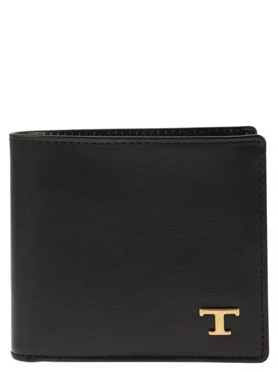 Tod's Men Leather Wallet With Logo In Black