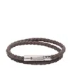 Tod's Double Wrap Woven Leather Bracelet With Snap Closure In Brown