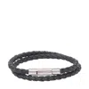 Tod's Braided Bracelet With Polished Metallic Clasp In Black