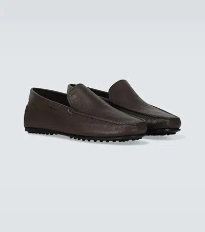 Pre-owned Tod's Men's Pantofola City Gommino Leather Driving Brown Shoes $575 Italy