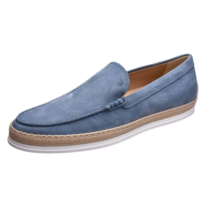 Pre-owned Tod's Men's Shoes Nubuck Espadrille Slip On In Blue