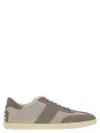 Tod's Men's Smooth Leather And Suede Tabs Sneakers In Gray