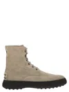 Tod's Urban Elegance Suede Ankle Boots With Chunky Sole, 4.5 Cm In Cream