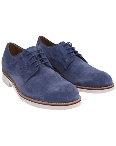 Tod's Men's Suede Lace-up Derby (authentic Pre-loved) In Blue