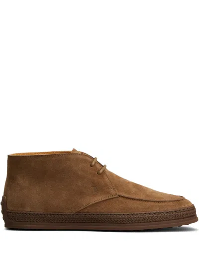 Tod's Men Suede Leather Ankle Boots In Multicolor