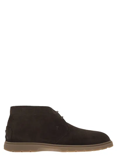 Tod's Men Suede Leather Boots In Multicolor