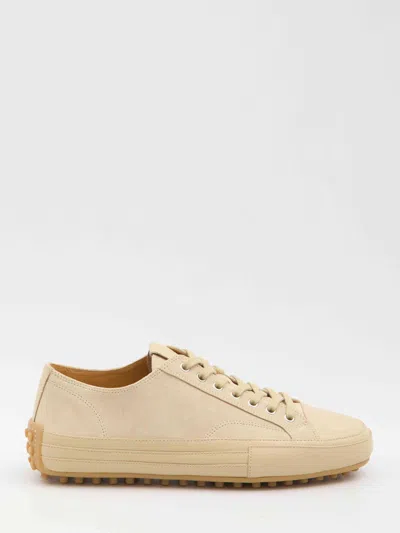 Tod's Suede Leather Sneakers In Beige