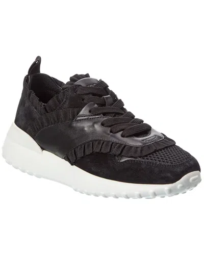 Tod's Mesh & Leather Sneaker In Black