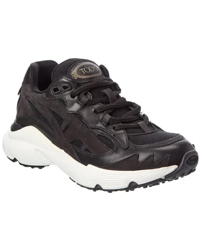 Tod's Mesh & Leather Sneaker In Black