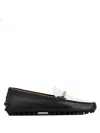 Tod's Metal Branded Bar Two-tone Leather Gommino Driving Shoes In Black