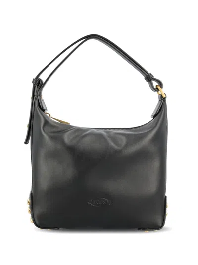 Tod's Metal Dots Mini Leather Shoulder Bag In Black