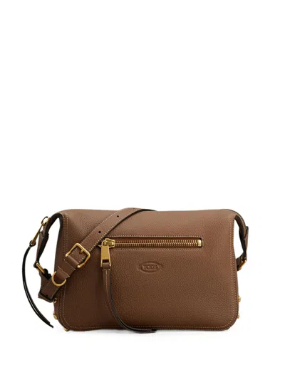 Tod's Metal Dots Shoulder Bag In Leather Mini In Brown