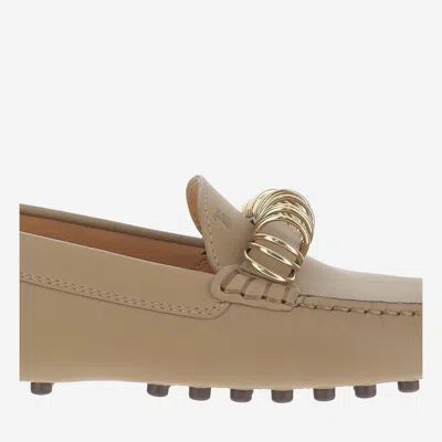 Tod's Metal Ring-decorated Nappa Leather Loafer In Brown