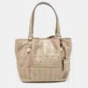 TOD'S TOD'S METALLIC BEIGE LEATHER SMALL STUDDED FLOWER TOTE