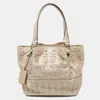 TOD'S TOD'S METALLIC BEIGE LEATHER STUDDED FLOWER TOTE