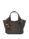 Tod's Suede Micro Tote Bag With Detachable Strap In Gray