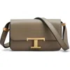 Tod's Micro T-timeless Leather Shoulder Bag In Tortora Scuro