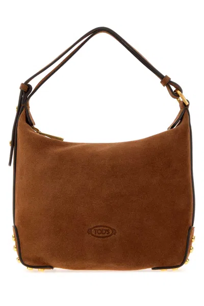 Tod's Tod`s  Mini Brown Suede Shoulder Handbag In Cacao