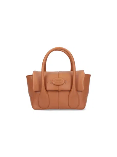 Tod's Mini Di Leather Tote Bag In Brown