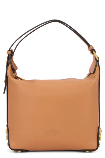 Tod's Tod`s  Mini Handbag With Metal Dots, Calfskin, Top Handle (21 Cm) In Camel