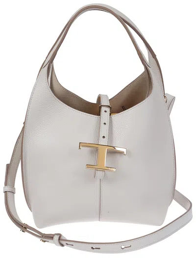 Tod's Mini Handbag With Structured Silhouette And Gold-tone Hardware In White