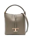 Tod's T-buckle Leather Shoulder Bag In Gray