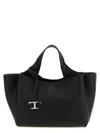 Tod's Mini Leather Shopping Bag With Grained Texture In Black